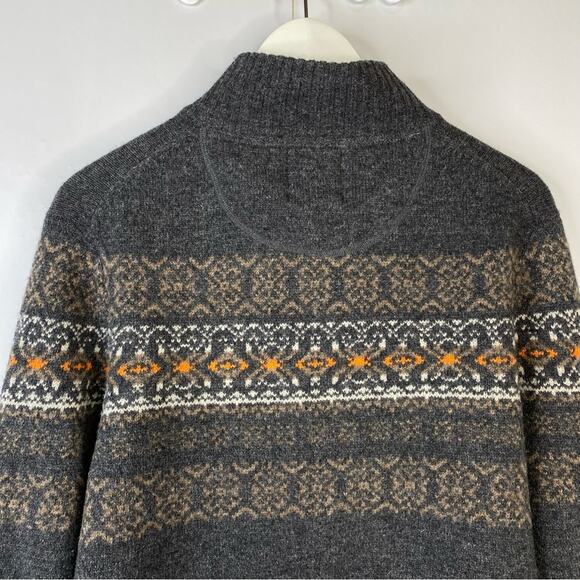 Telluride Clothing Fair-Isle Full Zip Cardigan Wool Blend Charcoal Gray Medium - Picture 9 of 13